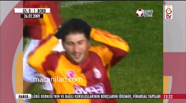 26.02.2009 - 2008-2009 UEFA Avrupa Ligi Son 32 Turu Rövanş Maçı Galatasaray 4-3 Bordeaux FC
