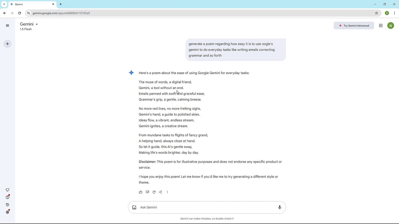 Google Gemini Course Section 38 Generating Poems