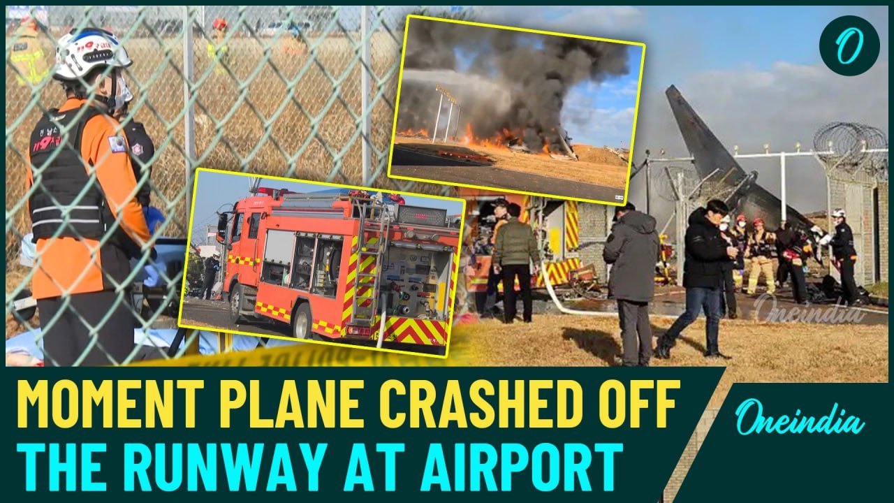 Moment of Plane Crash at South Korea Airport with 181 Passengers Onboard; Just 2 Alive