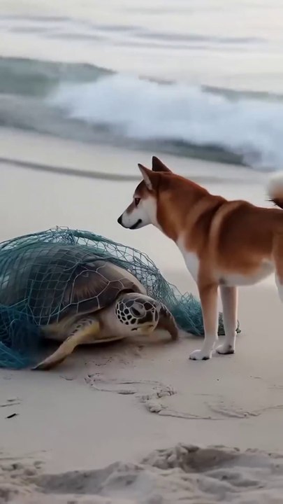 A clever Shiba Inu seeks a girl's help to free a trapped turtle, sparking a heartfelt rescue._