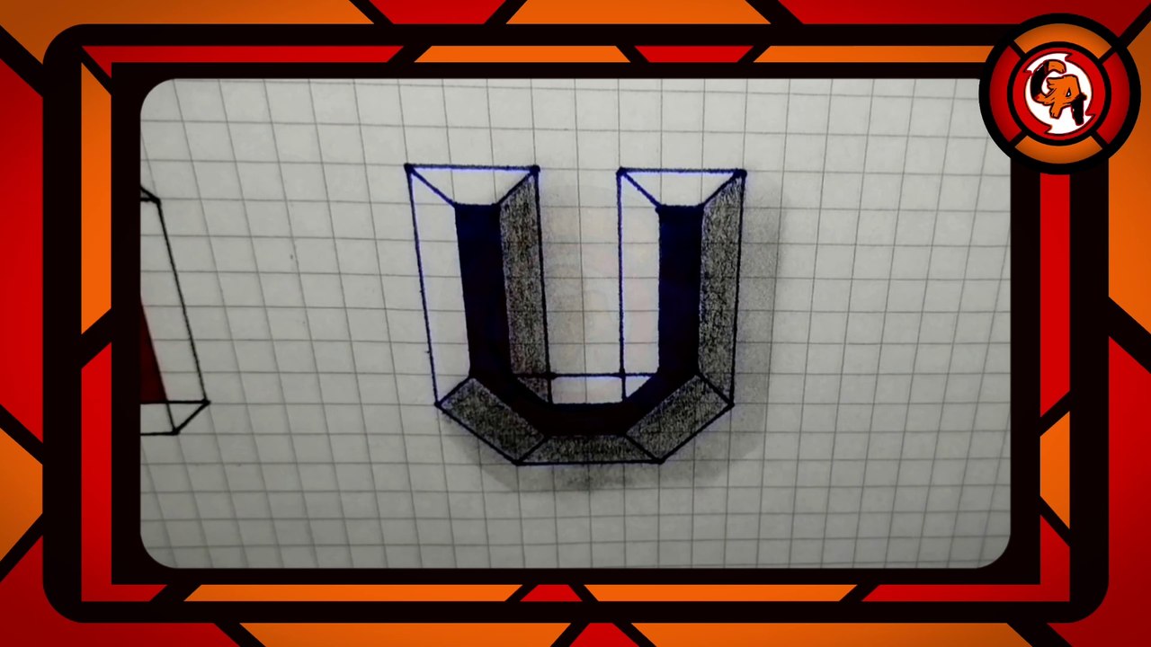 (TUTORIAL #0016) 🎨🖌️🖌️ CÓMO DIBUJAR la letra U con efecto 3D y sombras.