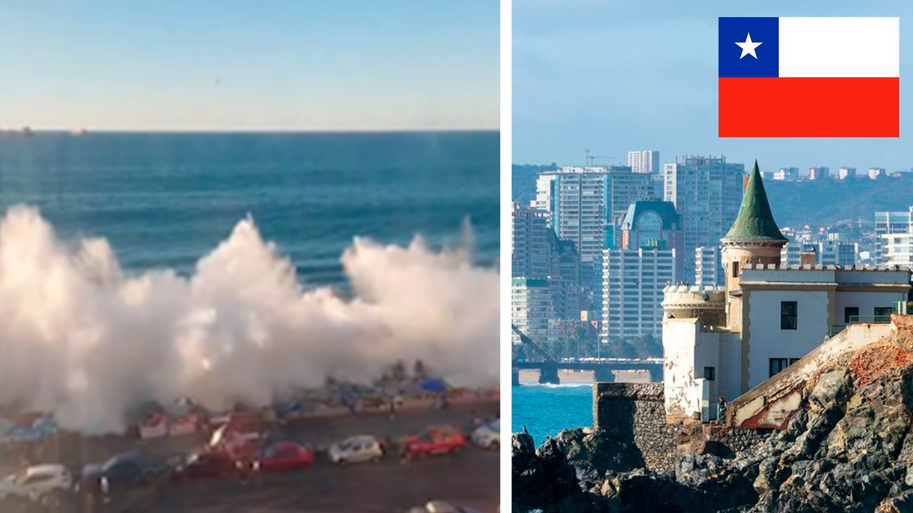 Chile: fuerte oleaje en Viña del Mar causa pánico entre los lugareños