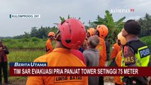 Usaha TIM Sar Evakuasi Pria Panjat Tower Setinggi 75 Meter di Kulon Progo