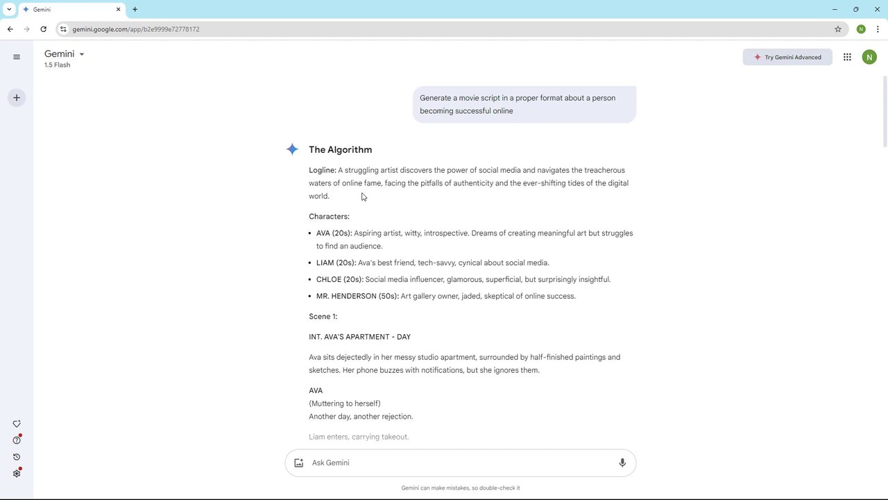 Google Gemini Course Section 40 Generating Movie Scripts