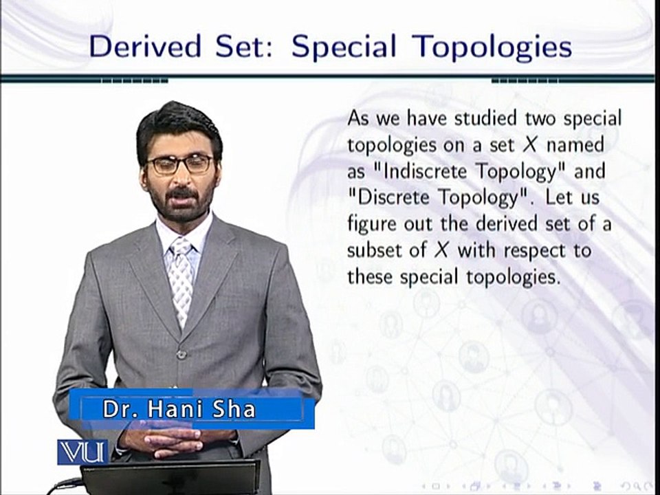 Lecture 22  Derived Set: Special Topologies in Urdu