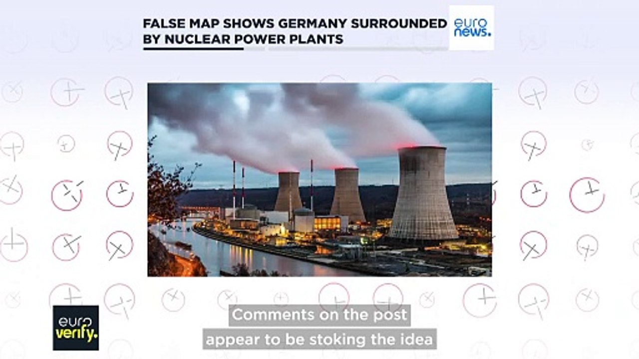 False map shows Germany surrounded by nuclear power plants