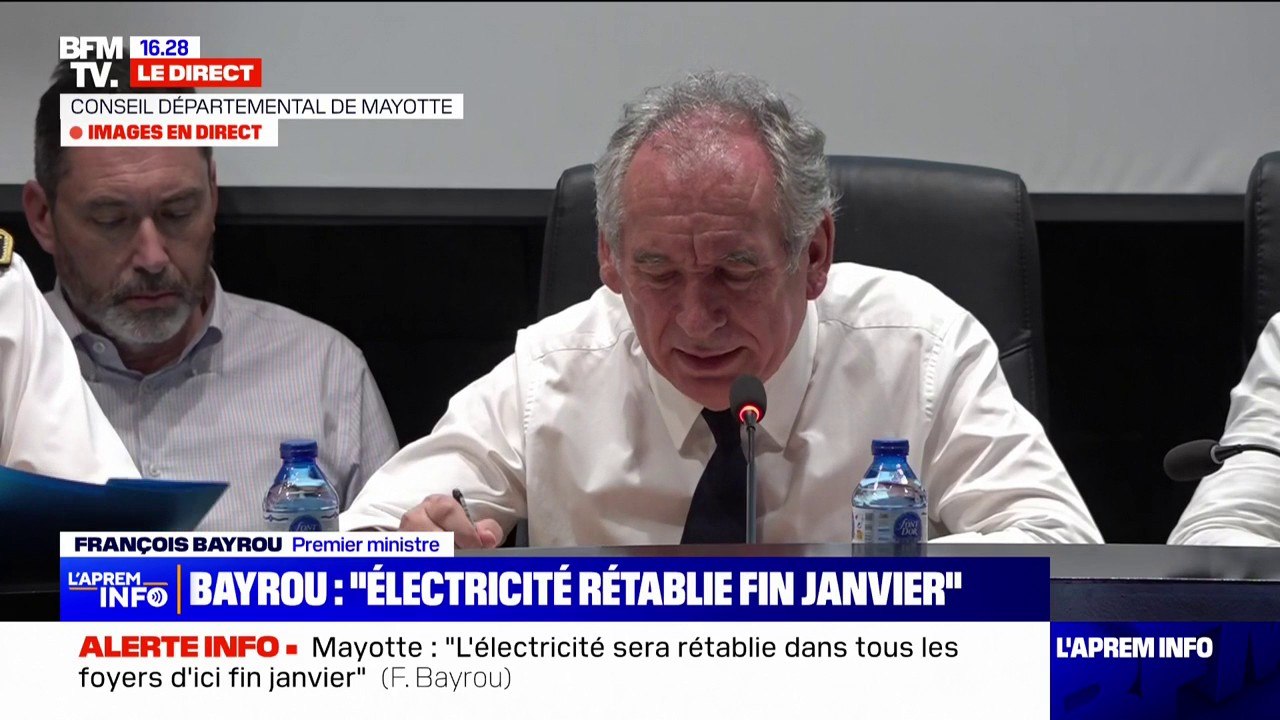 François Bayrou dévoile le plan "Mayotte Debout": "l'électricité doit être rétablie dans chaque foyer fin janvier"