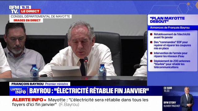 Mayotte: la rentrée scolaire aura lieu établissement par établissement à partir du 13 janvier , déclare François Bayrou