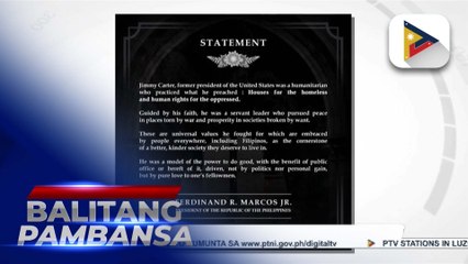 PBBM pays tribute to late former U.S. Pres. Jimmy Carter