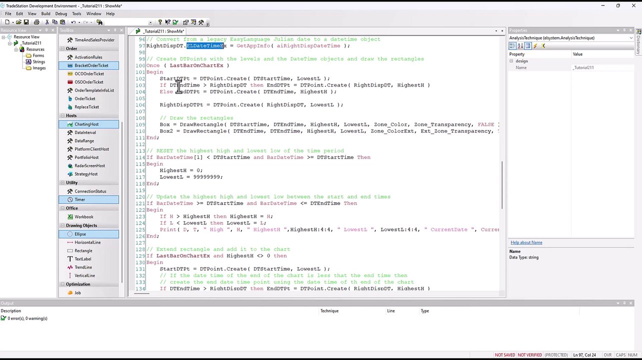 Tutorial 211 | Create a rectangle between 2 times and the highest/lowest price between those times