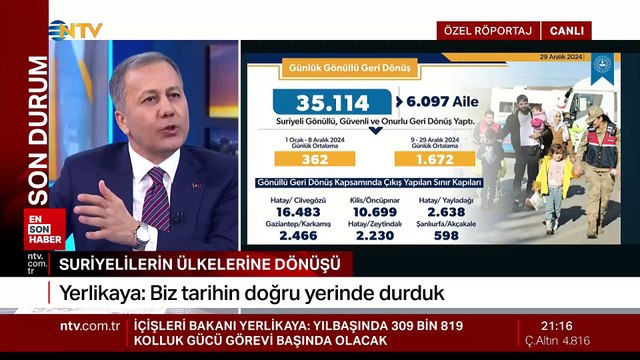 Ali Yerlikaya: 21 günde 35 bin 114 Suriyeli ülkesine gönüllü dönüş yaptı