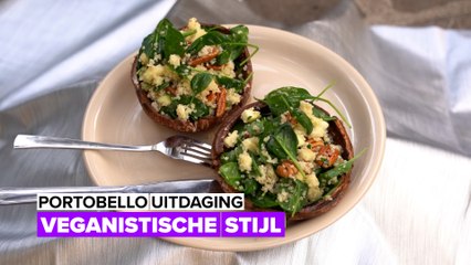 Portobello uitdaging: Veganistische salade