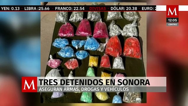 Detienen a tres en operativos en Sonora; decomisan armas, drogas y vehículos