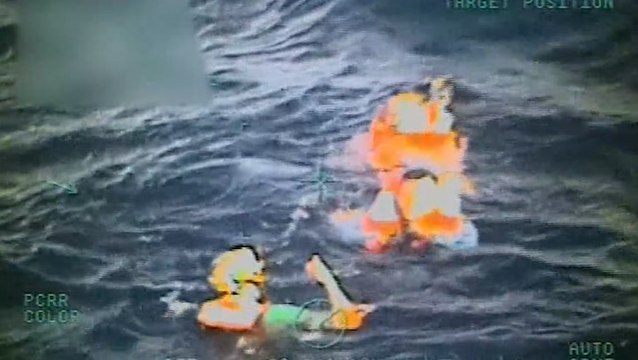 Fishermen rescued after boat runs out of fuel and capsizes in 8 foot waves