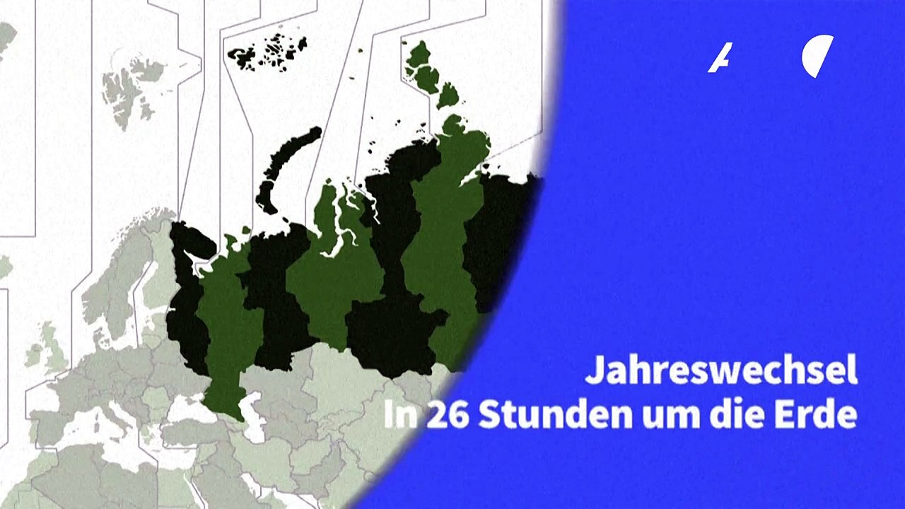 Videografik: 2025 - Jahreswechsel in 26 Stunden