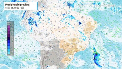 Previsão de chuvas e nebulosidade