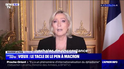 "Un chef de l'État définitivement déconsidéré": Marine Le Pen tacle Emmanuel Macron dans ses vœux de fin d'année 2024