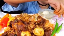 ASMR_Eating Chicken curry KASHA,Egg korma+onion+chilli+rice+Mirinda(Eating with hands)food videos