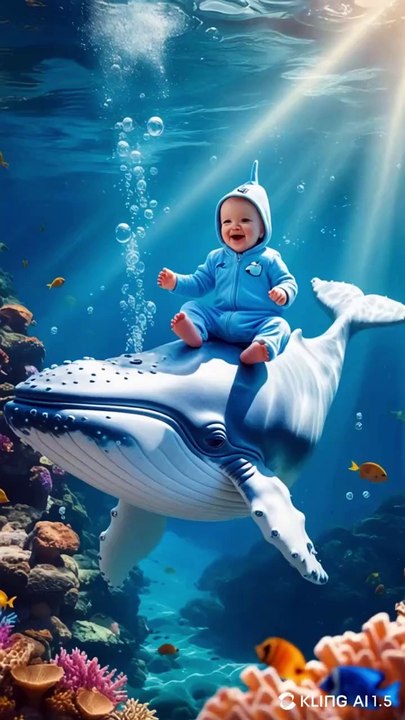 Underwater Wonder Baby’s Peaceful Swim with a Giant Whale 🐋🌟