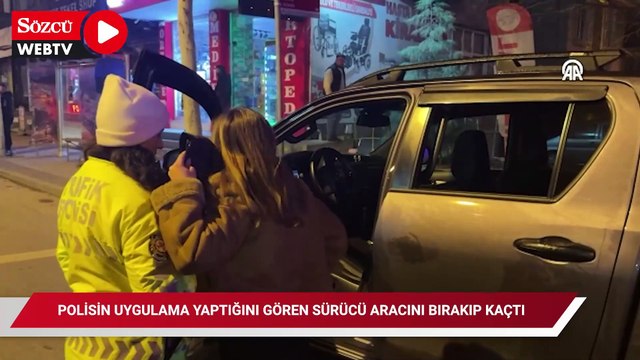 Polisin uygulama yaptığını gören sürücü aracını bırakıp kaçtı