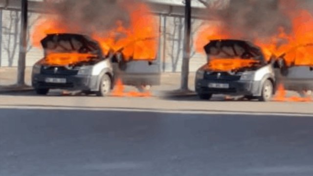 Seyir halindeki araç alev alev yandı: O anlar kamerada