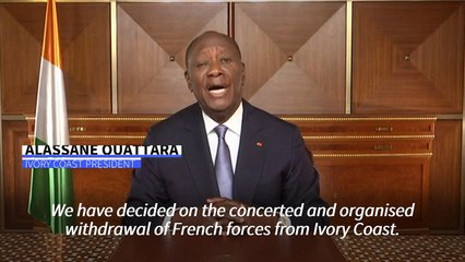 Ivory Coast president says French forces to withdraw in January