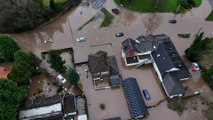 Drone footage shows New Year's Day flooding in the North of England following heavy rain