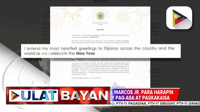 PBBM, hinimok ang mga Pilipino na harapin ang Bagong Taon nang may pag-asa at pagkakaisa