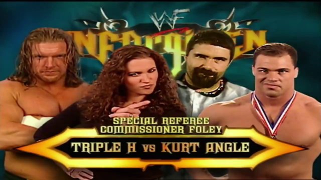 Triple H w/ Stephanie McMahon-Helmsley vs Kurt Angle (Commissioner Foley As Special Guest Referee) Unforgiven 2000 24/9/00