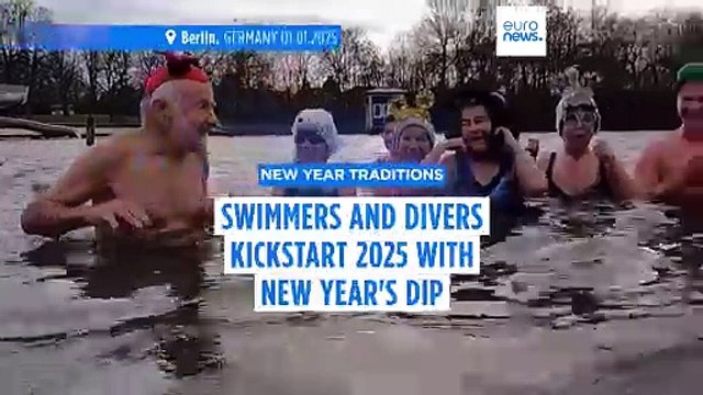 Hardy swimmers brave chilly waters with traditional New Year's dip