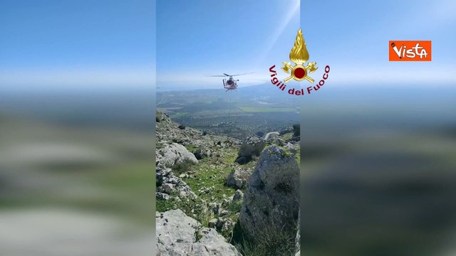 Vigili del Fuoco recuperano con elicottero una mucca caduta in un crepaccio a Manfredonia