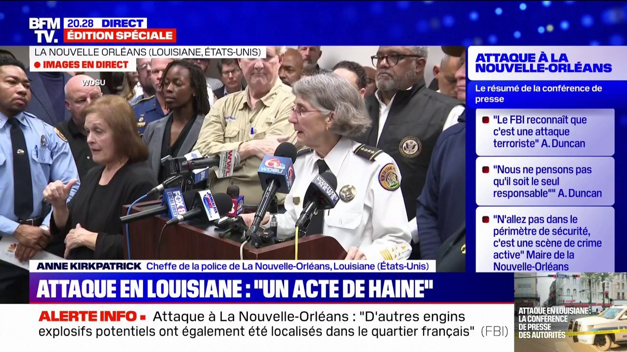 Nouvelle-Orléans: "Il ne s'agit pas simplement d'un acte de terrorisme, il s'agit du mal incarné", affirme Anne Kirkpatrick (cheffe de la police de la Nouvelle-Orléans)