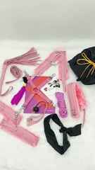 KamukLife Pink Leather Pink Fur Full BDSM Bondage Kit 11 pcs