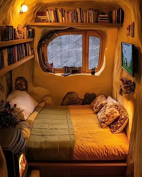 On a snowy day, who would you most like to live with in such a cozy cliff cave hut?