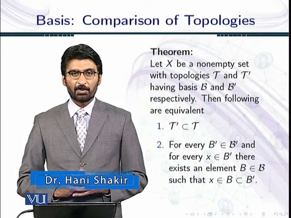 Lecture 51 Basis: Comparison of Topologies in Urdu