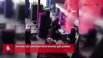 Isınmak için yaktıkları kova bomba gibi patladı