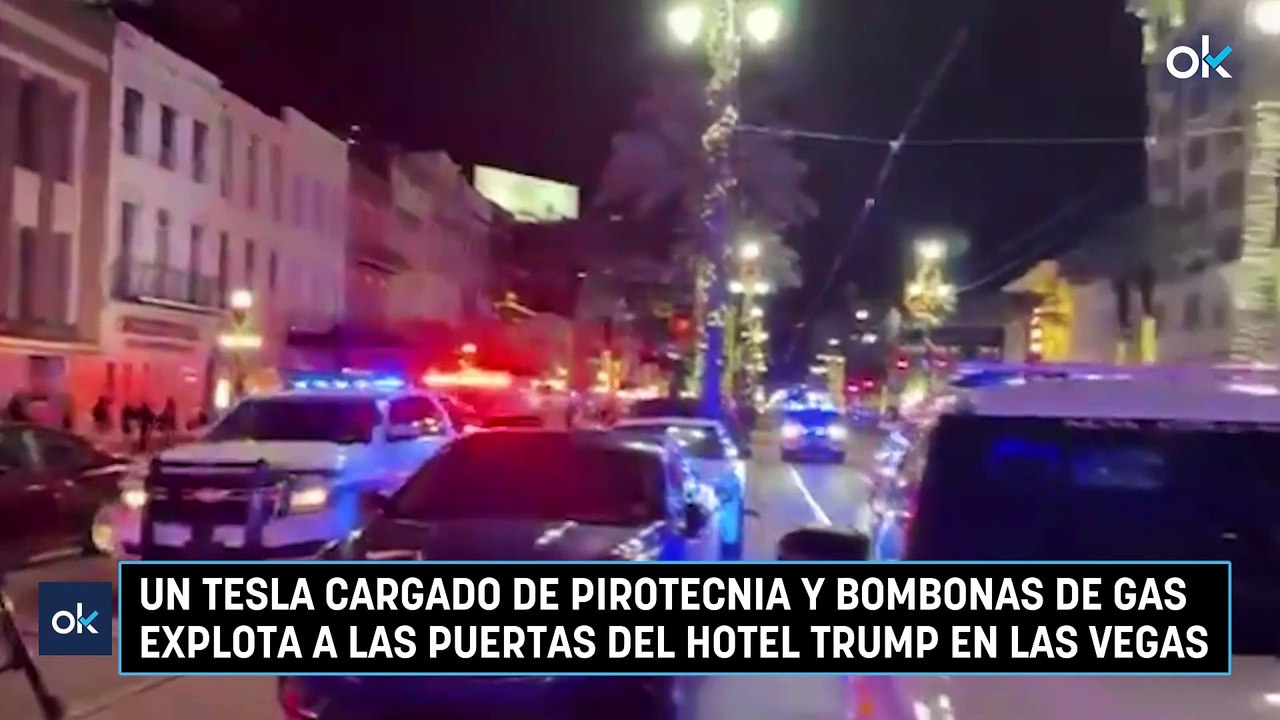 Un Tesla cargado de pirotecnia y bombonas de gas explota a las puertas del hotel Trump en Las Vegas