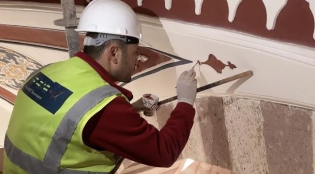 Selimiye Camisi restorasyonunda ince işçilik çalışmaları sürüyor