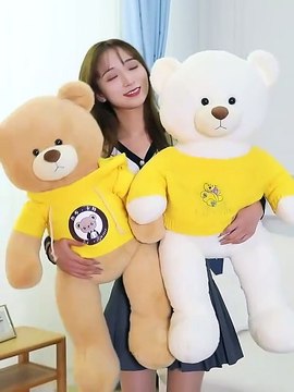 Custom made soft cute cuddle stuffed teddy bear with colorful t-shirt for developing brand.