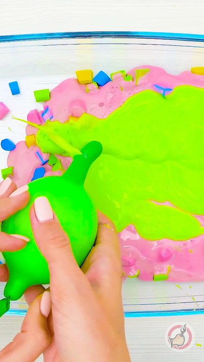 ASMR mixing colored slime #funny #slime