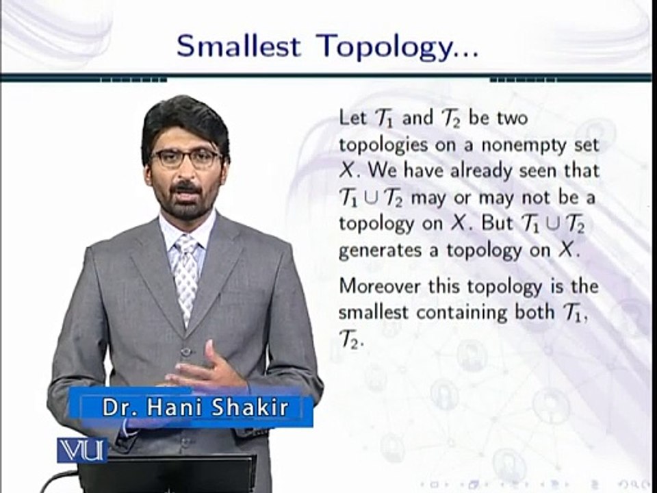 Topology Lecture 59  Smallest Topology Containing Topologies in Urdu