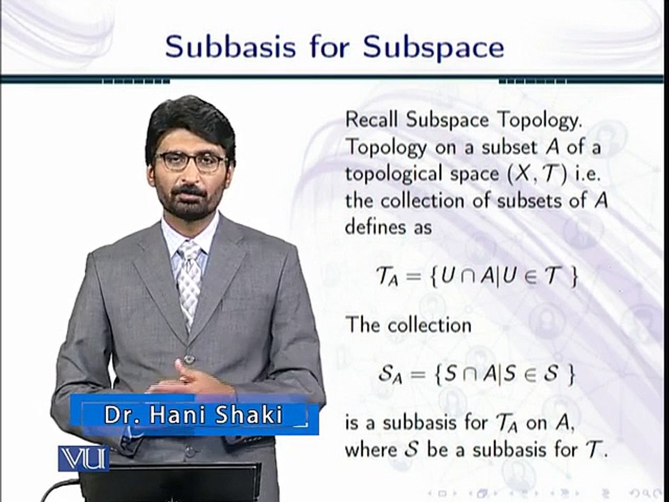 Lecture 58 Subbasis for Subspace in Topology in Urdu - video Dailymotion
