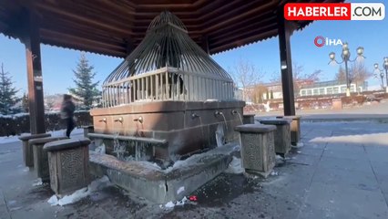 Erzurum'da Sibirya Soğukları, Şadırvanlar Buz Tuttu