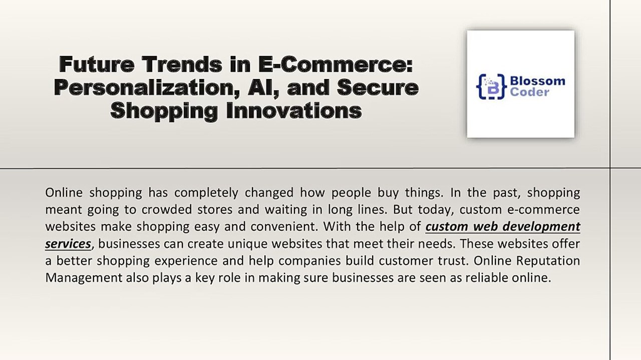 Future Trends in E-Commerce: Personalization, AI, and Secure Shopping Innovations