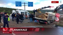 Çanakkale'de iki kamyonet çarpıştı