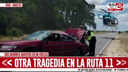 Tragedia en la Ruta 11: dos menores muertos en un vuelco