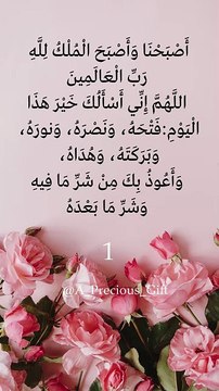 أَصْبَحْنَا وَأَصْبَحَ الْمُلْكُ لِلَّهِ رَبِّ الْعَالَمِينَ، اللَّهُـمَّ إِنِّي أَسْأَلُكَ خَيْرَ هَذَا الْيَوْمِفَتْحَهُ، وَنَصْرَهُ، وَنورَهُ، وَبَرَكَتَهُ، وَهُدَاهُ، وَأَعُوذُ بِكَ مِنْ شَرِّ (1)