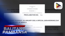 Jan. 9, idineklarang 'Special Non-Working Holiday' sa Maynila