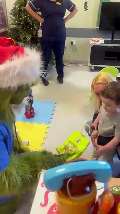 The not so mean one Dr Grinch visits Pinderfields Hospital to entertain NHS staff and patients voluntarily