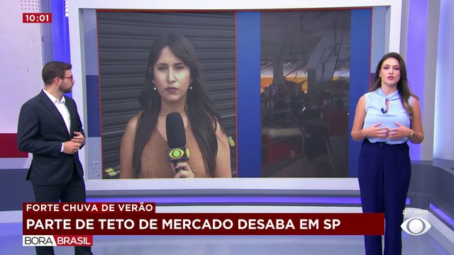 Parte de teto de mercado desaba após fortes chuvas em SP